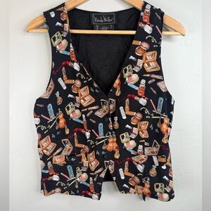 Vintage 90s Nicole Miller Makeup Silk Vest Large
